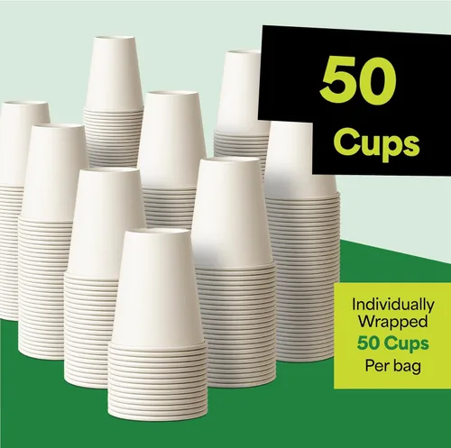 Miniatura 7 de EconoHome Paquete de 50 tazas de papel desechables para café de 8 onzas - Tazas de papel para bebidas calientes y frías, té, agua y jugo