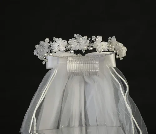 Miniatura 3 de Swea Pea & Lilli - Velo de primera comunión para niñas con diadema y flores