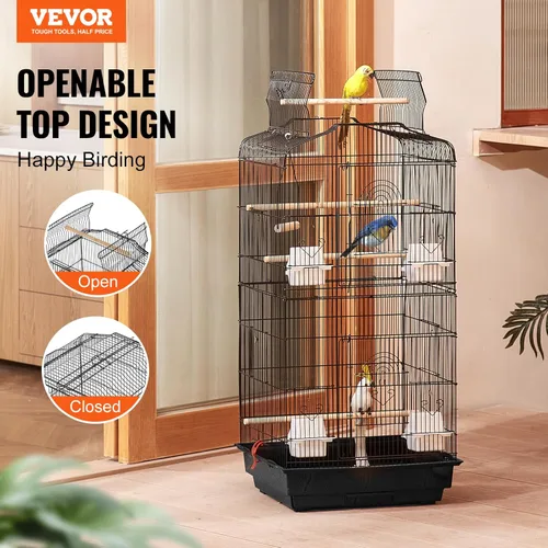 Miniatura 2 de VEVOR Jaula Grande para Loros de 41 Pulgadas con Parte Superior Abierta, Jaula Colgante para Periquitos, Pinzones, Canarios, Agapornis, Cacatúas