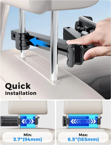 Miniatura 4 de eSamcore Soporte para iPad para asiento trasero de automóvil para niños, reposacabezas [brazo de extensión 3 en 1] soporte de tablet para automóvil