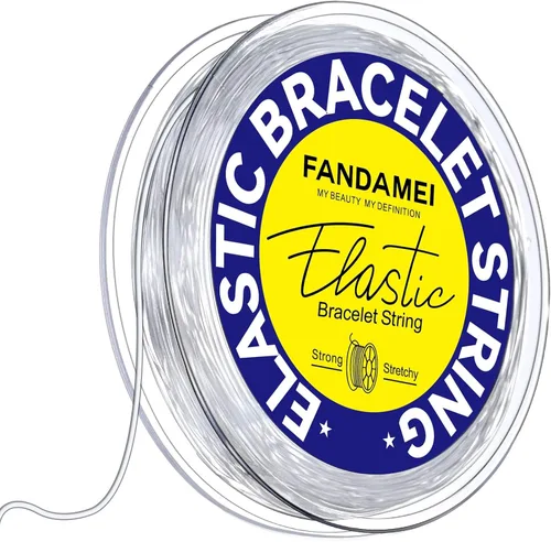 FANDAMEI Cordón elástico de 1mm para pulseras, cordón de cuentas elásticas de cristal para pulseras de joyería, cuerda elástica transparente para