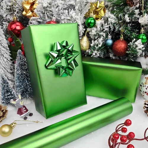 Miniatura 2 de LDGOOAEL Mini rollo de papel de regalo de Navidad (17 pulgadas x 32.8 pies), negro mate para vacaciones, cumpleaños