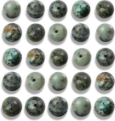 Miniatura 50 de 100 cuentas de jade birmano liso natural de 0.236 pulgadas (0.236 in), cuentas redondas sueltas de piedras preciosas para fabricación de joyas