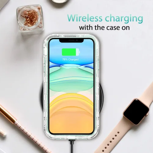 Miniatura 8 de Funda protectora completa con purpurina cristalina para iPhone 11 híbrido 3 en 1, resistente a prueba de golpes, para mujeres y niñas, transparente