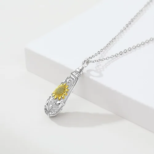 Miniatura 95 de Collar con colgante de urna de cenizas de cremación y árbol de la vida para mujer, plata de ley US1