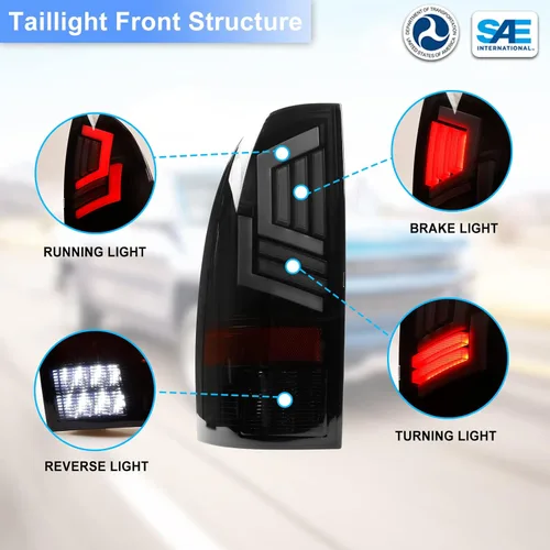 Miniatura 3 de ROXX Conjunto de lámpara de luz trasera LED para Toyota Tacoma 2005-2015, par de luces traseras LED de freno con señal de giro secuencial, carcasa