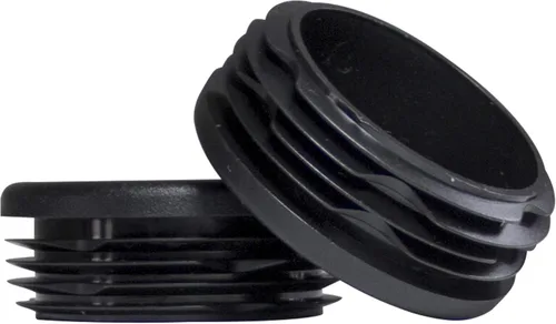 Prescott Plastics 2” (50.8mm) de diámetro exterior, tapas de agujero de plástico acanaladas redondas, tapas de extremo de tubo metálico negro,