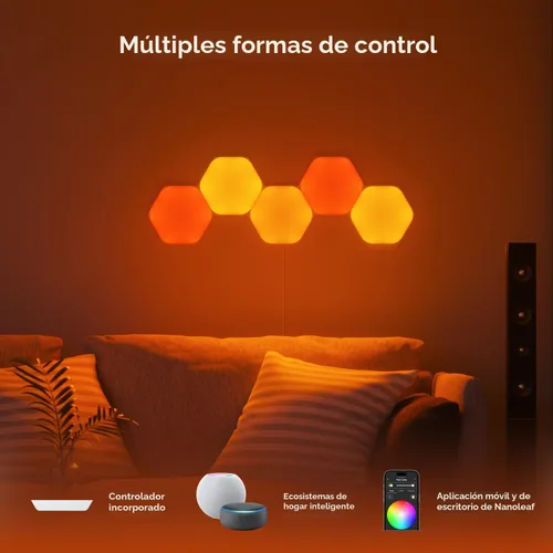 Miniatura 9 de Nanoleaf Shapes Hexagons Smarter KIT 7 Paneles - Multicolor