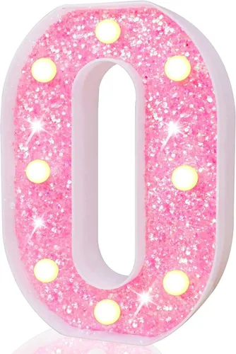 Miniatura 78 de Pooqla Luces de números de marquesina, números de luz rosa para niñas de 10.º cumpleaños, funciona con pilas, luz nocturna de número con purpurina