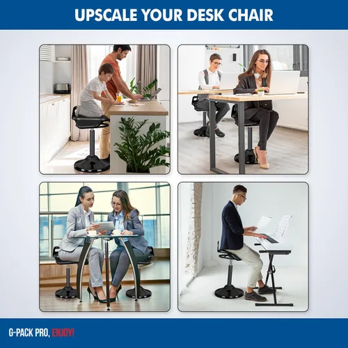 Miniatura 7 de Taburete de escritorio de pie – Silla ergonómica giratoria de 360° con altura ajustable (19.6–29.8 pulgadas) para sentarse o inclinarse cómodamente