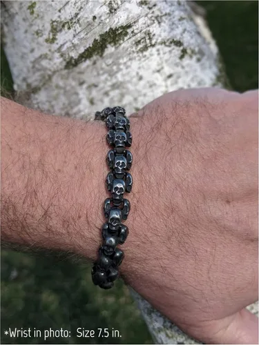 Miniatura 4 de Pulsera de calavera Colección BLACKSTATIC Pulsera vintage punk de acero inoxidable para hombre