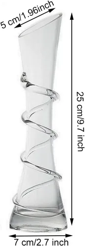 Miniatura 2 de Jarrón de vidrio soplado hecho a mano, vidrio transparente, forma oblonga, estilo moderno, patrón de hilo, sin tallo, perfecto para decoración