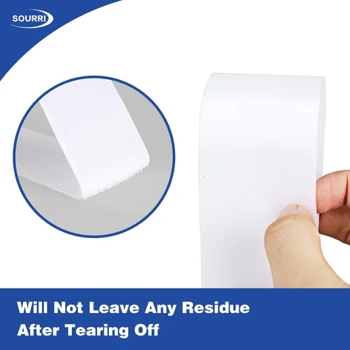 Miniatura 4 de Cinta adhesiva de gancho y bucle de 26 pies de longitud, rollos de velcro de reverso adhesivo, cinta adhesiva de nailon resistente, para uso Blanco