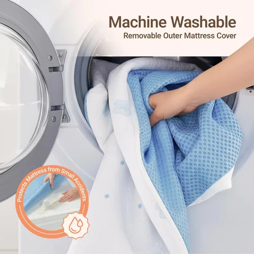 Miniatura 6 de MAMAZING Colchón mini para cuna de 38 pulgadas de largo x 24 pulgadas de ancho, colchón transpirable de 2 etapas, no tóxico, superficie de sueño