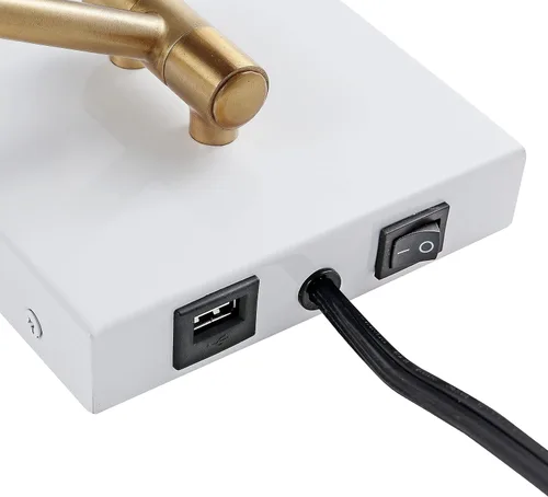 Miniatura 7 de JONATHAN Y JYL1302A - Lámpara moderna de brazo oscilante de 16 pulgadas color blanco/latón dorado con puerto USB, lámpara de noche LED de mediados