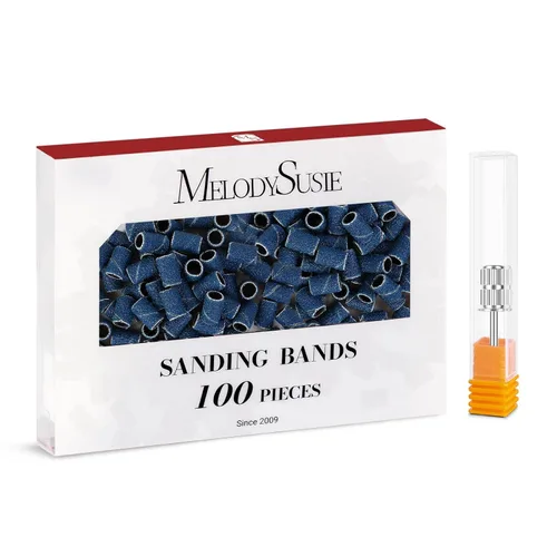 Miniatura 15 de MelodySusie - 100 bandas de lijado para brocas de uñas para lima eléctrica, de grano #80 grueso para limar uñas acrílicas, manicura y pedicura