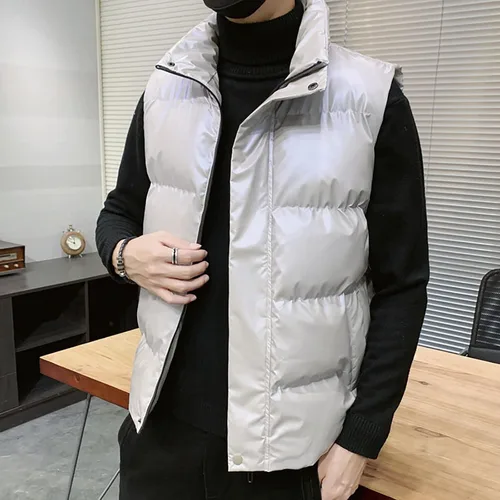 Miniatura 3 de SJWCLYS Chaleco de invierno para hombre, chaleco de invierno para exteriores, ropa de exterior, extraíble, acolchado, sin mangas, con capucha