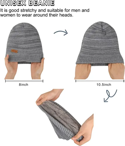 Miniatura 4 de Omechy. - Gorro de punto para hombre de invierno, gorro cálido.