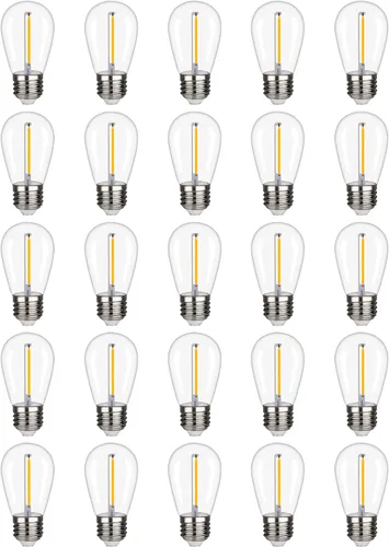 Miniatura 9 de Paquete de 15 bombillas LED S14, bombillas de repuesto inastillables e impermeables de 1 W, bombillas LED Edison con base E26, blanco cálido 2200 K