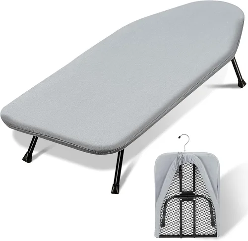 Miniatura 21 de SheeChung Tabla de Planchar Pequeña de Mesa 32" L x 12" A, Tabla de Planchar Plegable con Descanso para Plancha, Base de Metal de Malla, Funda