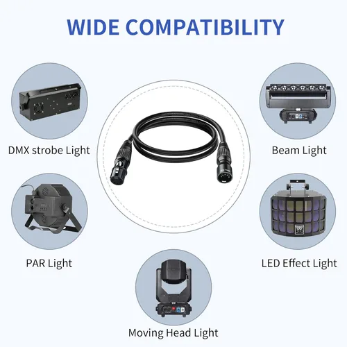 Miniatura 7 de SMALL-EYE Cable DMX de 5 pines de 10 pies, paquete de 4 cables macho a hembra de iluminación de escenario DMX512 (10 pies)