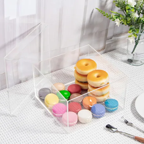 Miniatura 8 de Caja de acrílico transparente con tapa, contenedores de plástico acrílico transparente cuadrados y cubos, caja de almacenamiento