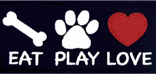 Miniatura 2 de Eat Play Love for Dog Lover - Parche bordado para perro, chaleco/arneses, insignia, gancho y bucle, emblema