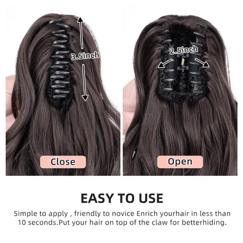 Miniatura 5 de Extensiones de cola de caballo, 60,96 cm de largo, cabello sintético ondulado, color marrón