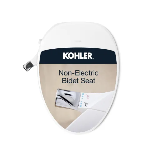 Kohler PureWash M300 Asiento de Inodoro Bidé Manual Alargado, Mango Cromado, Tapa de Cierre Silencioso Previene Portazos, Bidé de Inodoro,