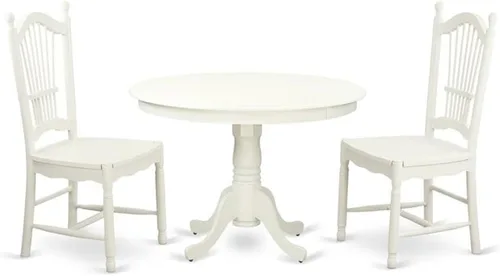 Miniatura 8 de East West Furniture HLDO3-MAH-W Juego de mesa y sillas de cocina de 3 piezas contiene una mesa de comedor redonda con pedestal y 2 sillas