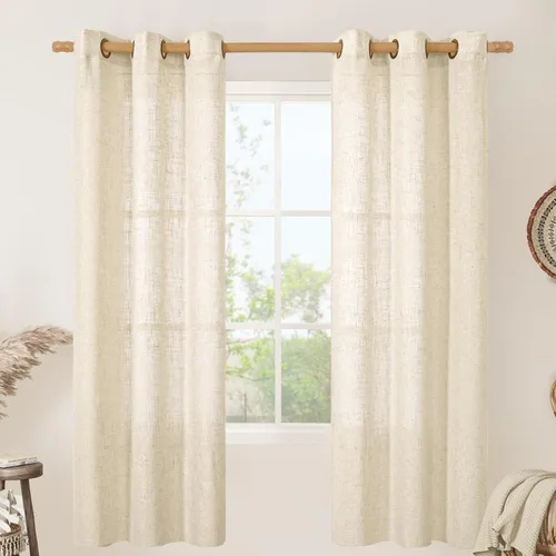 Miniatura 173 de LAMIT Cortinas de lino sintético para dormitorio, paneles filtrantes de luz, cortinas de lino con protección de privacidad con ojales para ventanas