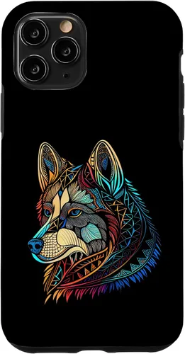 Miniatura 10 de iPhone 12/12 Pro Floral Flower Cute Dog Face Head Colorful Mandala - Funda Husky