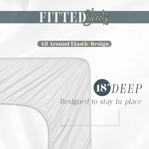 Miniatura 4 de ¡Sábanas de ajuste de lujo Elegant Comfort (6 unidades)! Calidad premium de hotel, sin arrugas, 1500 hilos, calidad egipcia, individual, XL, Full