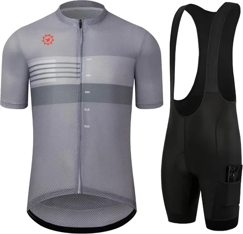 Miniatura 11 de GCRFL Conjunto de camiseta de ciclismo para hombre, camiseta ligera para ciclismo de carretera, pantalones cortos con bolsillos acolchados