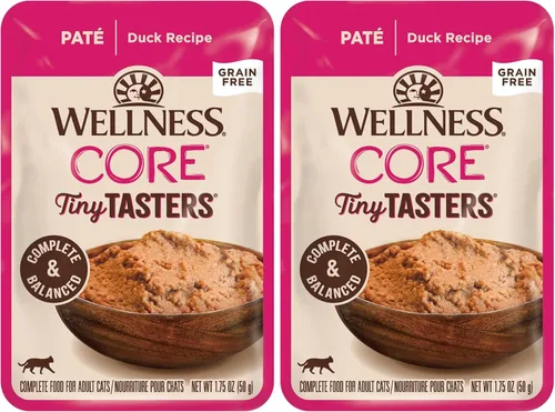 Miniatura 21 de Wellness CORE Tiny Tasters - Alimento húmedo para gatos adultos, natural, rico en proteínas, sin granos, receta de atún y salmón, 1.75 onzas