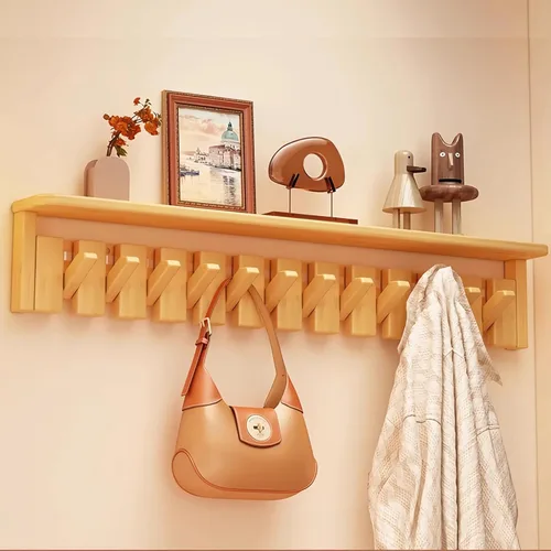 Miniatura 33 de Percheros montados en la pared, ganchos para llaves de piano, colgador de madera maciza natural, tela no tejida, perchas para armario, cocina