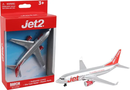 Avión de Juguete Daron Jet2 Individual – Modelo de Avión de Metal Fundido con Piezas de Plástico Licenciado Oficialmente, Ruedas Giratorias, Librea