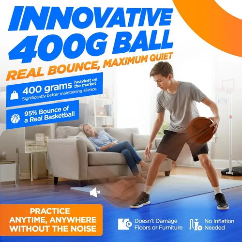 Miniatura 2 de YGA Silent Basketball Size 7 (29.5"): Grooved Airless Indoor Basketball with Upgraded 95% Bounce - Ultra Quiet Basketball for Dribbling Indoor