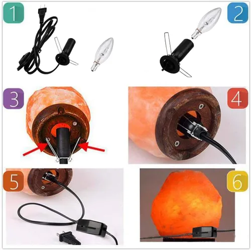Miniatura 3 de Cable de lámpara de sal del Himalaya, bombillas halógenas regulables de 25 W, base E12, perfecto para lámparas de sal del Himalaya, luces nocturnas