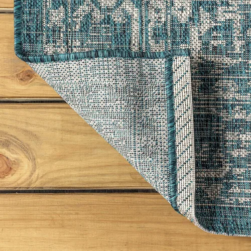 Miniatura 4 de JONATHAN Y Boho Medallion - Alfombra para interiores y exteriores, 3 x 5 pies, color verde azulado/gris, tejido texturizado Malta, para patio
