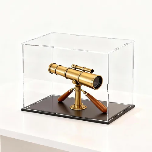 Miniatura 29 de Vitrina de acrílico con base negra, caja de exhibición de acrílico transparente de autoensamblaje con tapa, 6 pulgadas (largo y ancho) x 7.8 Negro