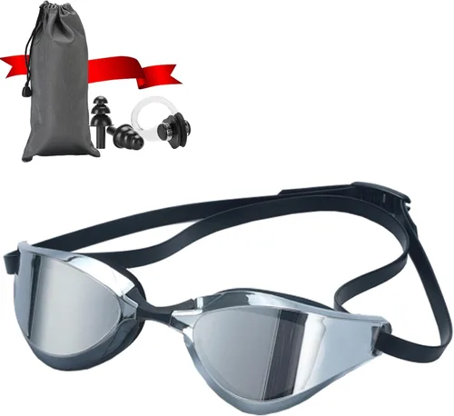 Miniatura 9 de Gafas de natación para hombres/mujeres, antivaho anti-UV, gafas de natación para adultos, niños/niñas/jóvenes/jóvenes Nosepiece reemplazable E2-oro