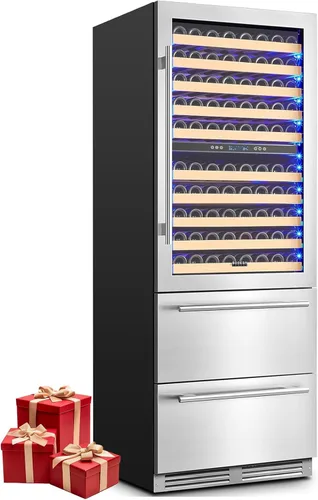 Miniatura 10 de BODEGA Refrigerador de vino y bebidas, enfriador de vino de doble zona 2 en 1 de 24 pulgadas, enfriador de bebidas integrado o independiente, luz