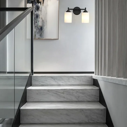 Miniatura 7 de Lámpara de baño negra mate, 2 luces para tocador de baño con pantalla de vidrio esmerilado blanco, modernos apliques de pared para dormitorio