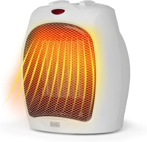 BLACK+DECKER - Calentador de espacio portátil de 1500 W, calentador de espacio pequeño con protección contra sobrecalentamiento para uso en Blanco