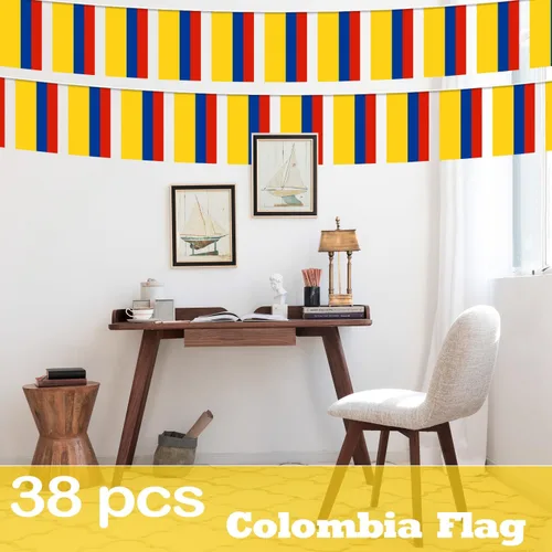 Miniatura 6 de Banderín de bandera de Colombia – 38 banderas, 42 pies, pequeñas banderas colombianas para decoración del país, escuela, fiesta, eventos deportivos