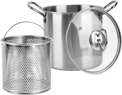 Olla freidora profunda de 3.5L con desagüe para goteo de aceite, olla freidora de acero inoxidable con tapa y cesta, olla para freír en profundidad