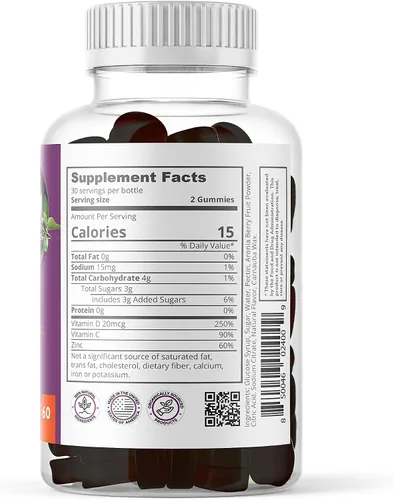 Miniatura 3 de Aronia SuperBerry - Gomitas de apoyo inmunológico diario, ricas en antioxidantes, mejor que la baya del saúco, gran sabor a bayas naturales, 60