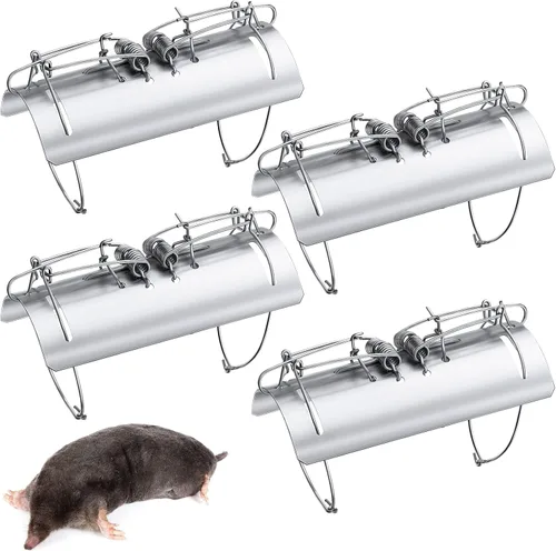 Miniatura 8 de Trampa para topos de metal medio redondo, reutilizable, para ardillas, para suelo, resistente, táctica, para ratones y ratones, para césped al aire