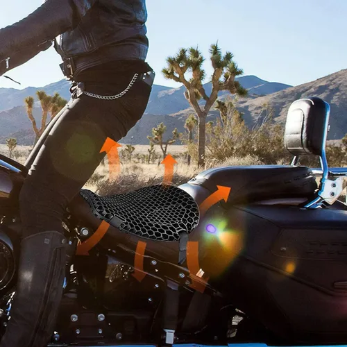 Miniatura 7 de Cojín universal de asiento de gel para motocicleta, cojín de asiento de panal 3D con funda de asiento de motocicleta para un viaje cómodo y largo